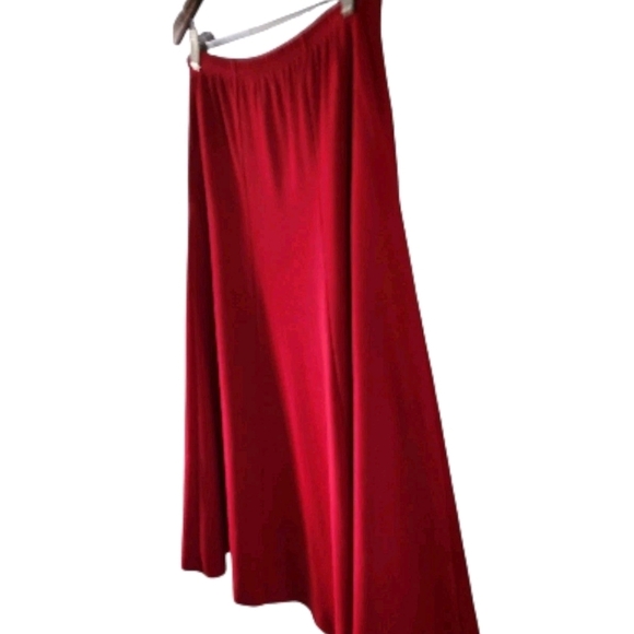 Lands End Red Cotton A Line Skirt Pleated Pull On Pleated Womens Petite S 6 8 - Picture 4 of 8